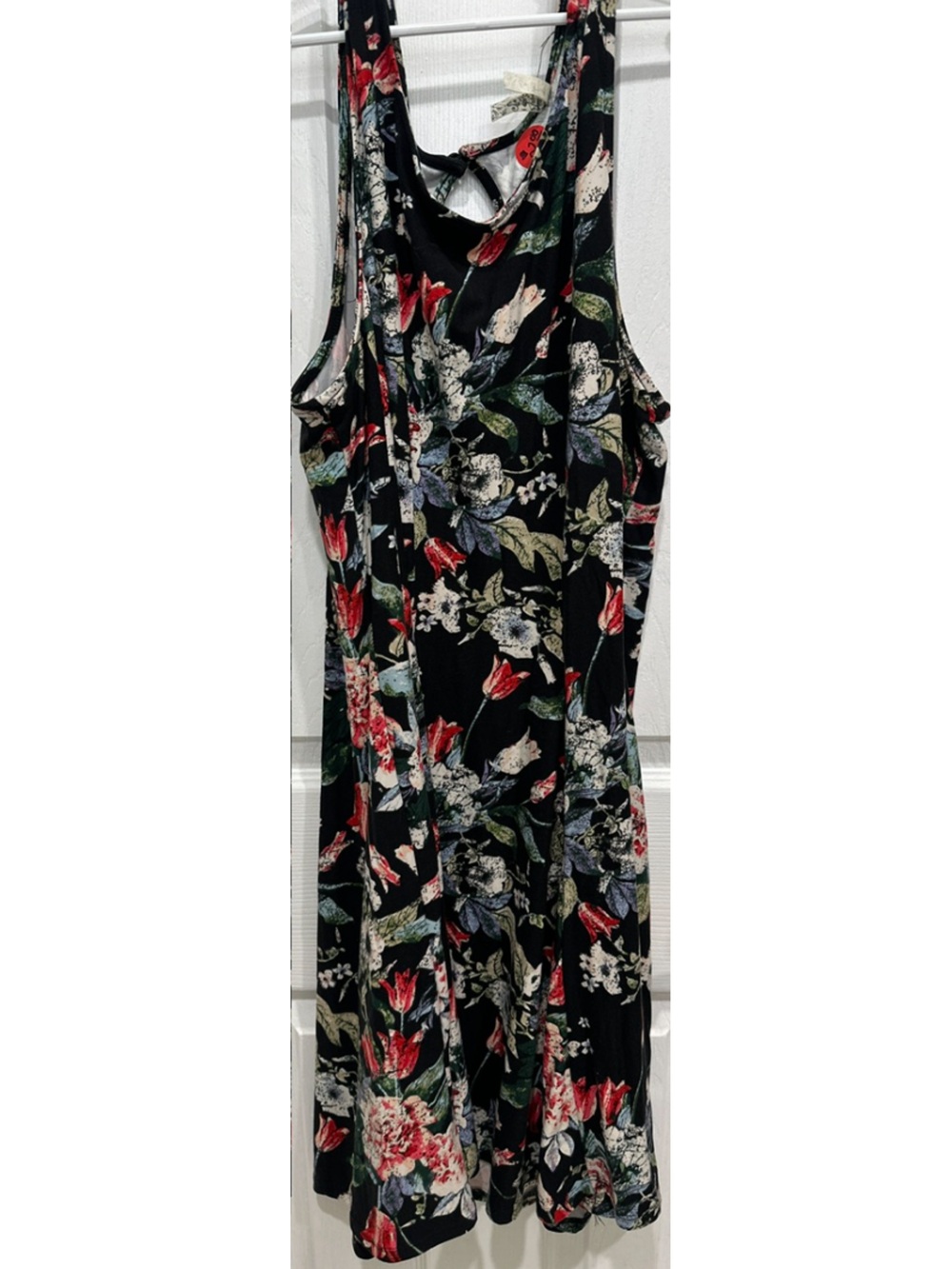 Mudd Black Floral Maxi Dress with Red and Green Accents